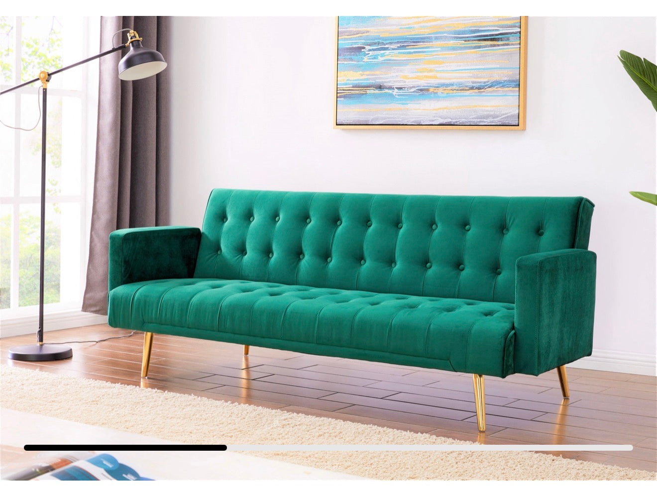 Luxury Velvet Green Sofa Bed